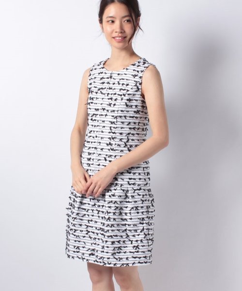 MISS J(ミス　ジェイ)/【セットアップ対応】CLARENSON ファンシーツィード ドレス/ホワイト