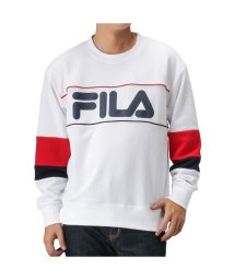 MAC HOUSE(men)(マックハウス（メンズ）)/FILA フィラ 裏毛袖切替パイピングトレーナー FH7467/ホワイト