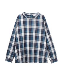 MAC HOUSE(women)(マックハウス（レディース）)/Navy レーヨン混 バックボタンブラウス NJPH7101L/ネイビー