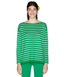 BENETTON (women)(ベネトン（レディース）)/コットンボートネックボーダーニット・セーター/グリーン