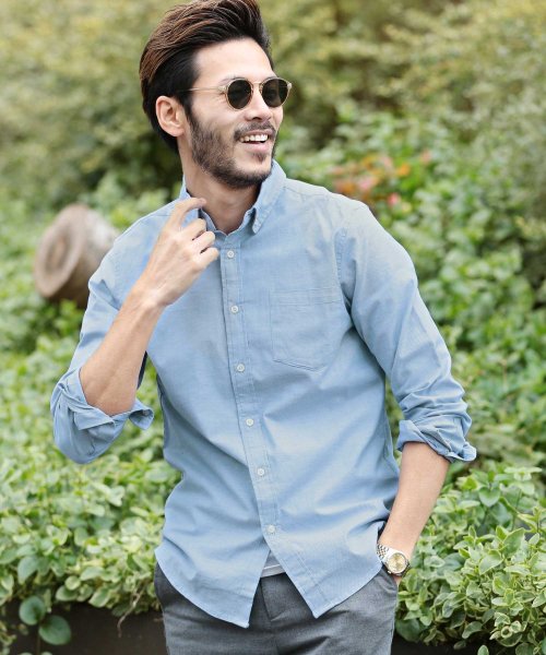 ストレッチ オックスボタンダウンシャツ 長袖シャツ シャツ メンズ 白シャツ ボタンダウンシャツ オックスシャツ オックスフォード ジギーズショップ Jiggys Shop Magaseek