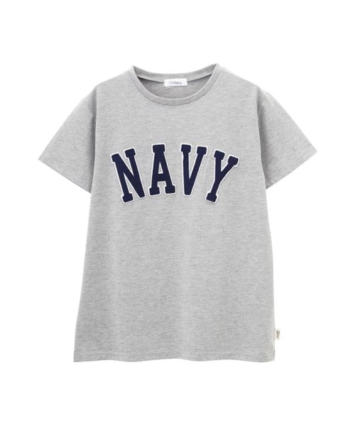 MAC HOUSE(women)(マックハウス（レディース）)/Navy ロゴワッペンTシャツ EJ193－WC156/グレー