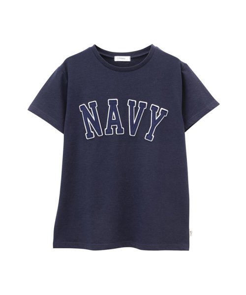 MAC HOUSE(women)(マックハウス（レディース）)/Navy ロゴワッペンTシャツ EJ193－WC156/ネイビー