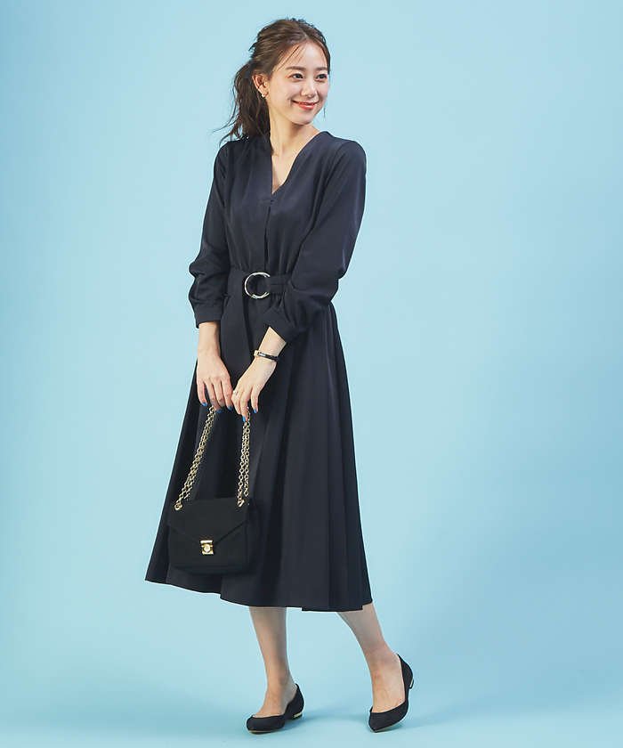 セール 新色ライラック登場 ベルト付きショルダータックワンピース ルージュヴィフラクレ Rouge Vif La Cle Magaseek