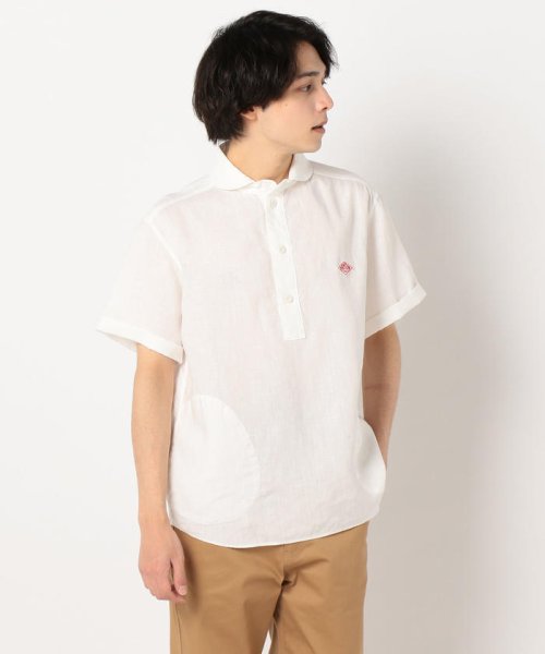 GLOSTER(GLOSTER)/【DANTON/ダントン】リネン丸襟半袖シャツ JD－3569KLS/ホワイト