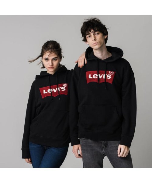 Levi's(リーバイス)/オーバーサイズフーディー刺繍ロゴ/BLACKS