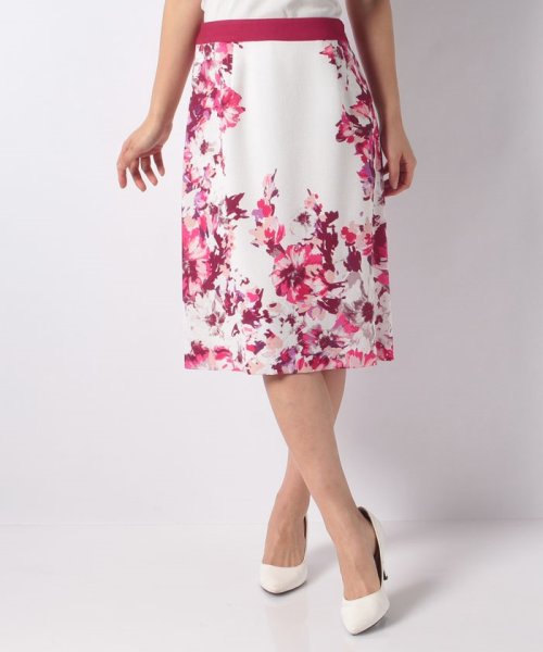 LAPINE BLANCHE(ラピーヌ　ブランシュ)/花柄パネルプリントセミタイトスカート/ピンク