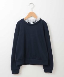 a.v.v(KID'S)(アー・ヴェ・ヴェキッズ)/[100－130]レースネックワッフルカットソー[WEB限定サイズ]/ネイビー