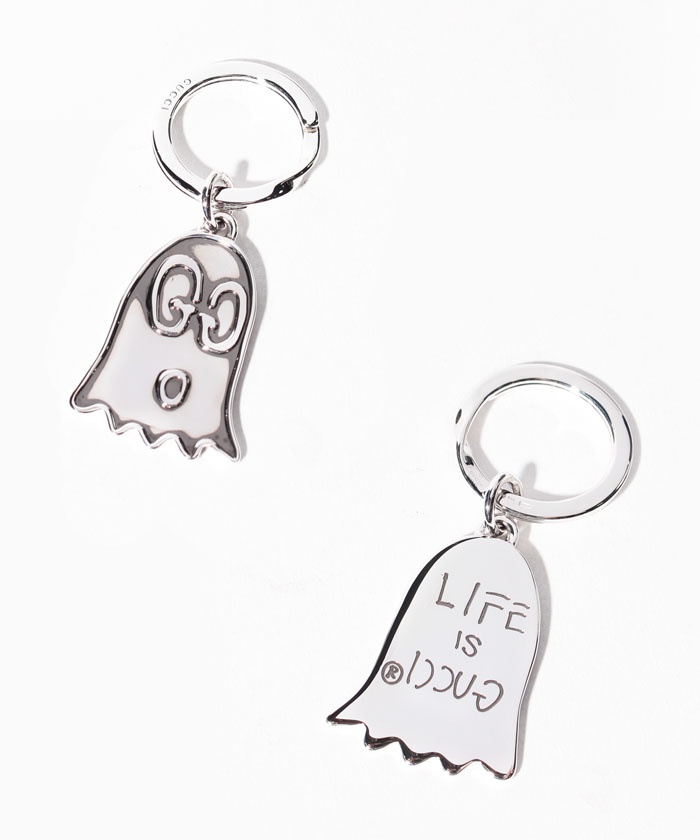 【GUCCI】GHOST KEYRING BLK SLV