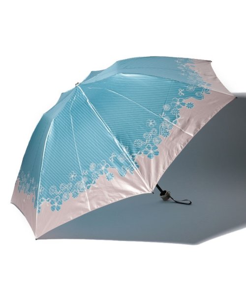 LANVIN en Bleu(umbrella)(ランバンオンブルー（傘）)/LANVIN en Blue 婦人 ミニ傘 【クイックアーチ】 すそ 花/サックスブルー