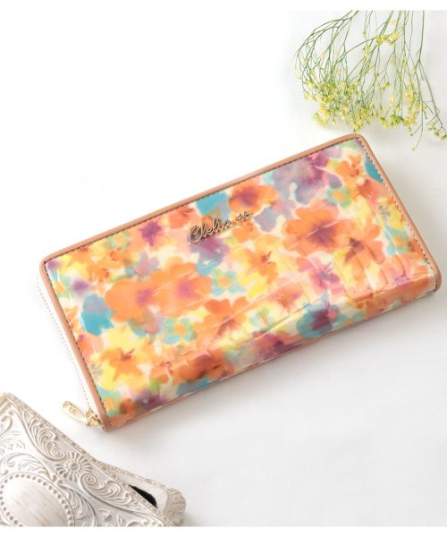 Clelia U クレリアユー 財布 レディース 長財布 ラウンドファスナー 本革 レザー エナメル クロコ型押し 花柄 Flowerシリーズ Clu 704 クレリアユー Clelia U Magaseek