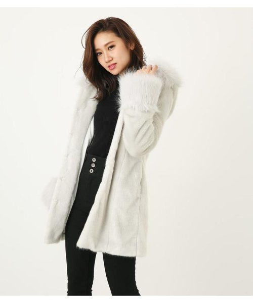 rienda(リエンダ)/Volume hoodie Faux fur CT/L/GRY1