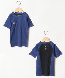 crocs(KIDS WEAR)(クロックス（キッズウェア）)/CROCSロゴジャガード切り替え半袖Tシャツ/ネイビー