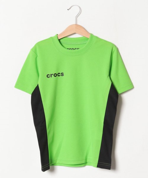 crocs(KIDS WEAR)(クロックス（キッズウェア）)/CROCSメッシュ素材半袖Tシャツ/ライム