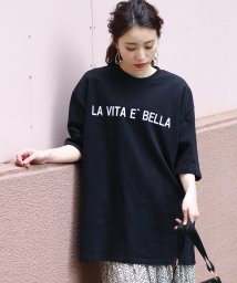 Bou Jeloud(ブージュルード)/◆綿100％でほっとする着心地◆ゆったりシルエットロゴTシャツ/ブラック