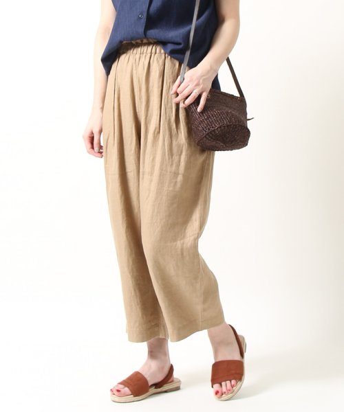 coen(coen)/【WEB限定サイズ⇒XL】フレンチリネン8分丈バルーンパンツ/BEIGE