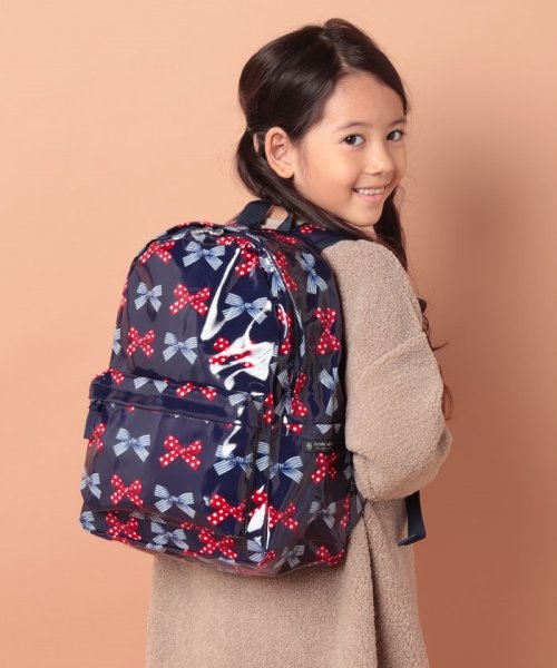 リュックサック チェストベルト付き ポルカドットとストライプのフレンチリボン ネイビー カラフルキャンディスタイル Colorful Candy Style Magaseek