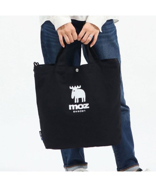 moz(モズ)/モズ バッグ moz トートバッグ 大きめ A4 VASKA 2WAY ショルダー 斜めがけ 刺繍 帆布 キャンバス おしゃれ カジュアル ZZHC－01/ブラック