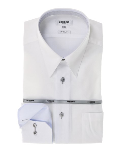 TAKA-Q(タカキュー)/形態安定スリムフィット レギュラーカラー長袖ビジネスドレスシャツワイシャツ/ホワイト