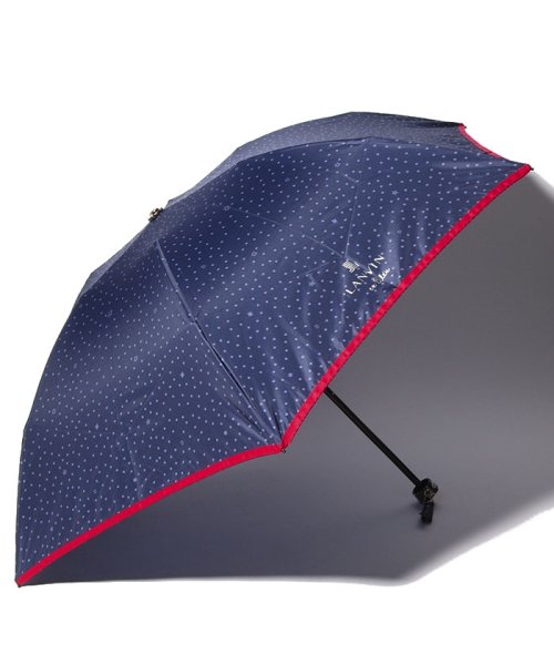LANVIN en Bleu(umbrella)(ランバンオンブルー（傘）)/折りたたみ傘　軽量　サテンドット/ネイビーブルー