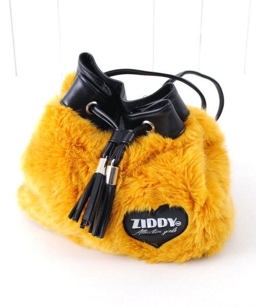 ZIDDY(ジディー)/【ニコプチ掲載】【カタログ掲載】ファー巾着バッグ/イエロー