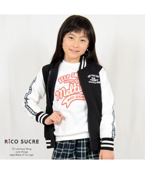RiCO SUCRE(リコ シュクレ)/袖テープスタジャン/ブラック