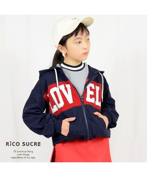 RiCO SUCRE(リコ シュクレ)/切替プリントジップパーカー/ネイビー