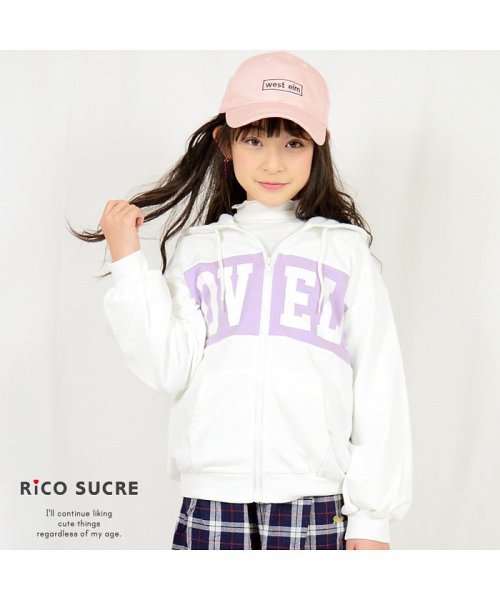 RiCO SUCRE(リコ シュクレ)/切替プリントジップパーカー/オフホワイト