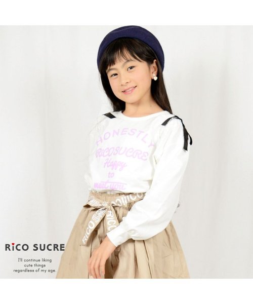 RiCO SUCRE(リコ シュクレ)/肩ギャザーTシャツ/オフホワイト