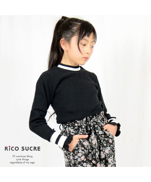 RiCO SUCRE(リコ シュクレ)/テレコフリルカットソー/ブラック