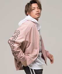 CavariA(キャバリア)/CavariA【キャバリア】ポリピーチ袖刺繍MA－1ジャケット/ピンク