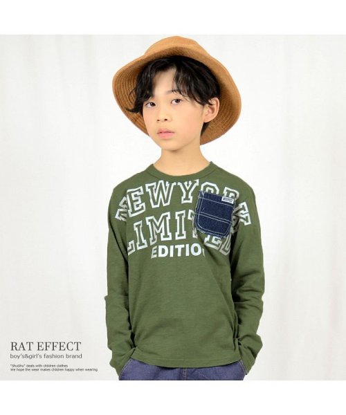 RAT EFFECT(ラット エフェクト)/デザインロゴTシャツ/カーキ系1