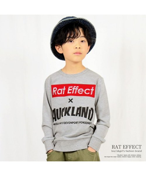 RAT EFFECT(ラット エフェクト)/デザインロゴトレーナー/杢グレー系1