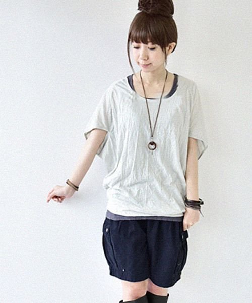 トップス カットソー レディース Tシャツ くしゅくしゅべたドルマンワイドカットソードルマン 半袖 ゆったり Tシャツ ロング ロング丈 ロングtシャツ ドルマ アンドイット And It Magaseek