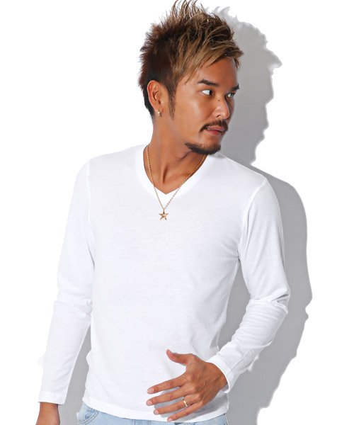 セール 15 Off Bitter ロンｔ メンズ Vネック 無地 長袖 Tシャツ Vネックロンｔ カットソー 杢 杢調 杢無地 スラブ ミックス 霜降り 細身 ビター系 薄手 イン ラグスタイル Luxstyle Magaseek