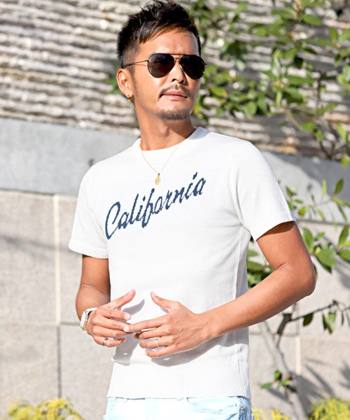 サマーニット メンズ ニット 半袖 California カリフォルニア サーフ Surf 夏 Bitter ビター系 Californiaクルーネック半袖サマ ラグスタイル Luxstyle Magaseek