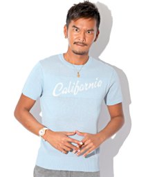 LUXSTYLE(ラグスタイル)/サマーニット メンズ ニット 半袖 CALIFORNIA カリフォルニア サーフ SURF 夏 BITTER ビター系【CALIFORNIAクルーネック半袖サマ/サックス