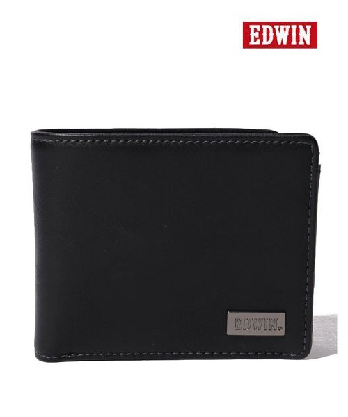 MARUKAWA(マルカワ)/【EDWIN】エドウィン ダークメタルプレート 二つ折り財布 メンズ 2つ折り 財布 サイフ コンパクト/ブラック