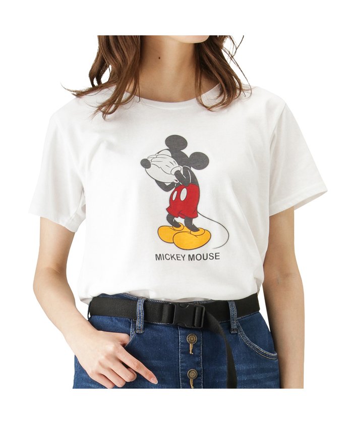 目隠し ミッキー プリントtシャツ マックハウス レディース Mac House Women Magaseek