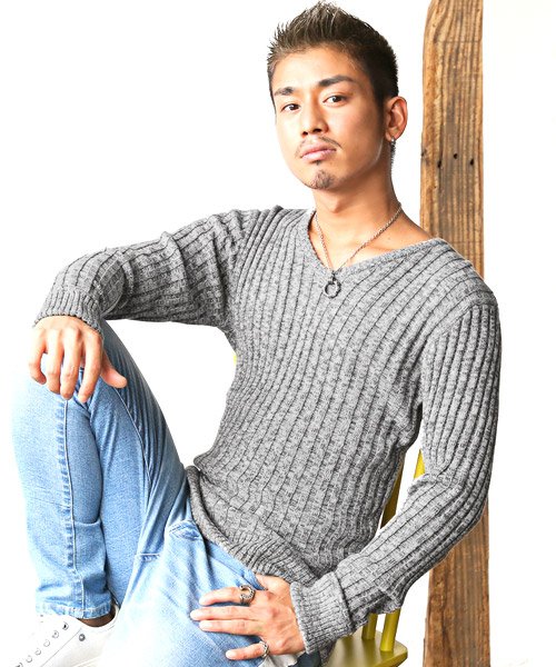 セール 15 Off ニット メンズ セーター リブ Vネック ニットソー Bitter ビター系 リブvネックニットセーター トップス リブニット リブ編み テレコ ニットセーター ラグスタイル Luxstyle Magaseek