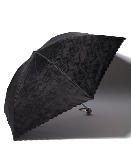 LANVIN Collection(umbrella)(ランバンコレクション（傘）)/LANVIN COLLECTION 晴雨兼用傘 ミニ傘 【軽量】 ジャガード スカラ刺繍 レース/ブラック