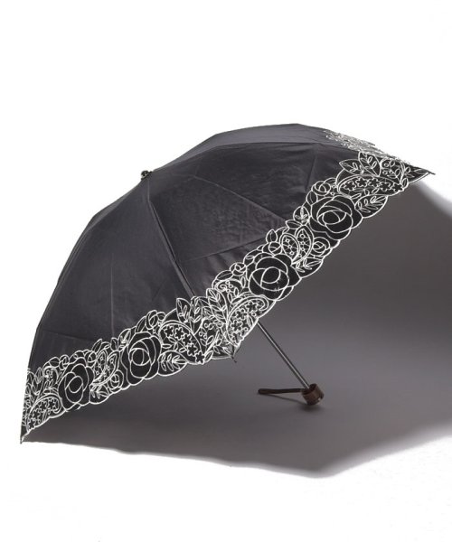 LANVIN Collection(umbrella)(ランバンコレクション（傘）)/LANVIN COLLECTION 晴雨兼用傘 ミニ傘 オーガンジー刺繍/ブラック