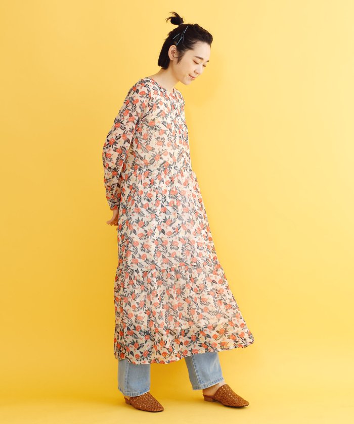 フラワー柄楊柳シフォンワンピース メルロー Merlot Magaseek フラワー柄楊柳シフォンワンピース メルロー Merlot Magaseek