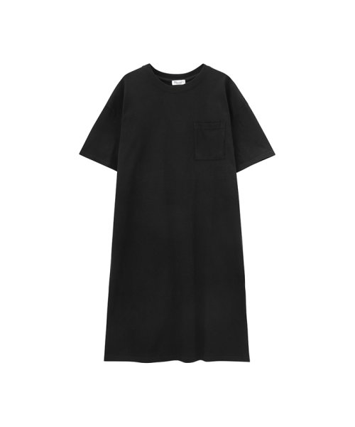 MAC HOUSE(women)(マックハウス（レディース）)/Free Nature ビッグシルエット Tシャツワンピース MH896－707/ブラック