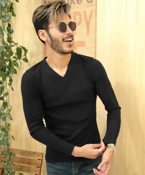 セール ｖネックテレコ長袖ｔシャツ ロンt メンズ Tシャツ おしゃれ