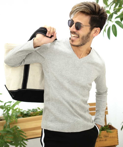 ｖネックテレコ長袖ｔシャツ ロンt メンズ Tシャツ おしゃれ 長袖tシャツ ロンティー カットソー トップス ジギーズショップ Jiggys Shop Magaseek