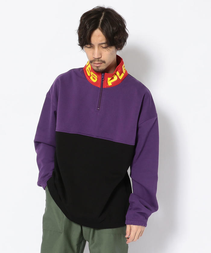 PLEASURES/プレジャーズ/MISSFIT COLLOR HALFZIP SWEAT/ハーフジップスウェット