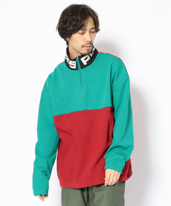 PLEASURES/プレジャーズ/MISSFIT COLLOR HALFZIP SWEAT/ハーフジップスウェット