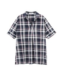 MAC HOUSE(women)(マックハウス（レディース）)/Navy スキッパーシャツ 689－6919－7MH/チェック