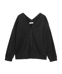 MAC HOUSE(women)(マックハウス（レディース）)/Free Nature Vネックカーディガン FNCS9001－1/ブラック